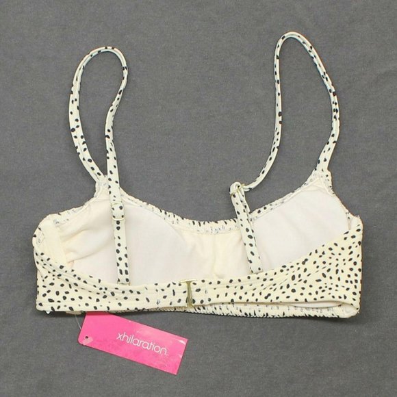 NWT Xhilaration Women's Dot Smocked Bralette Bikini Top XS Cream / Black - Picture 3 of 8